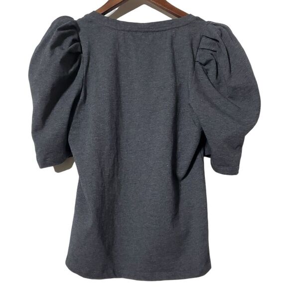 English Factory Pleated Puff Sleeve Top Blouse Size XS Gray Womens - Picture 5 of 9